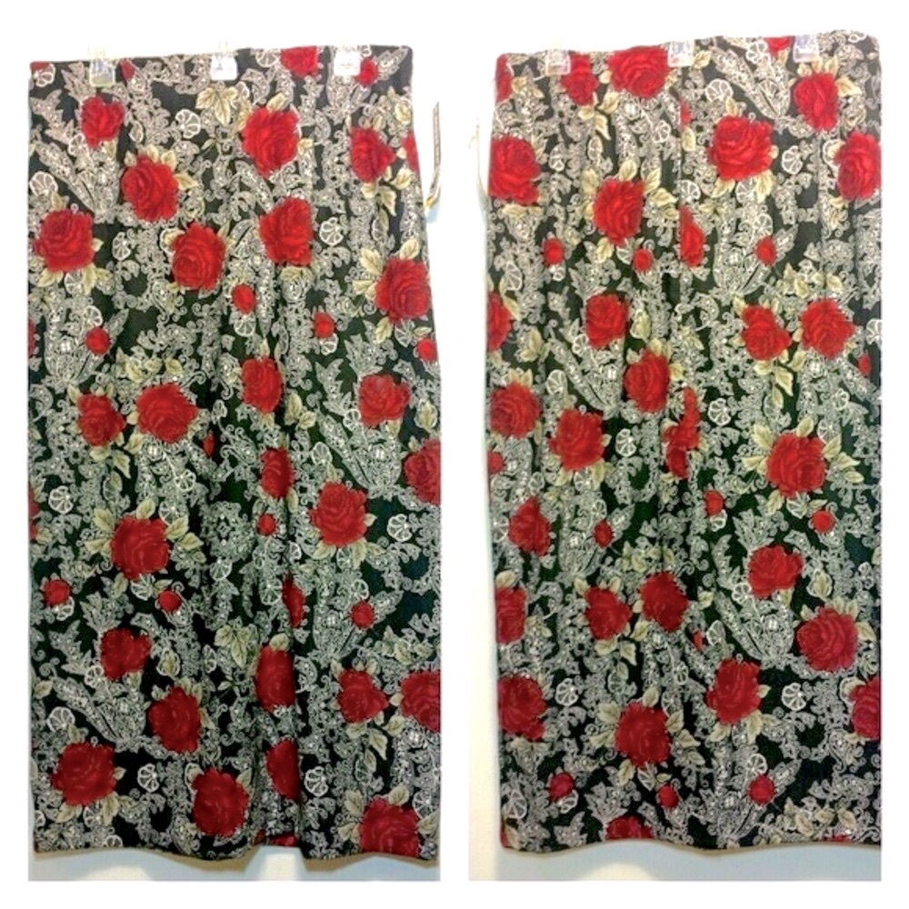 Briggs New York Pencil Skirt Size 16W Red Rose design